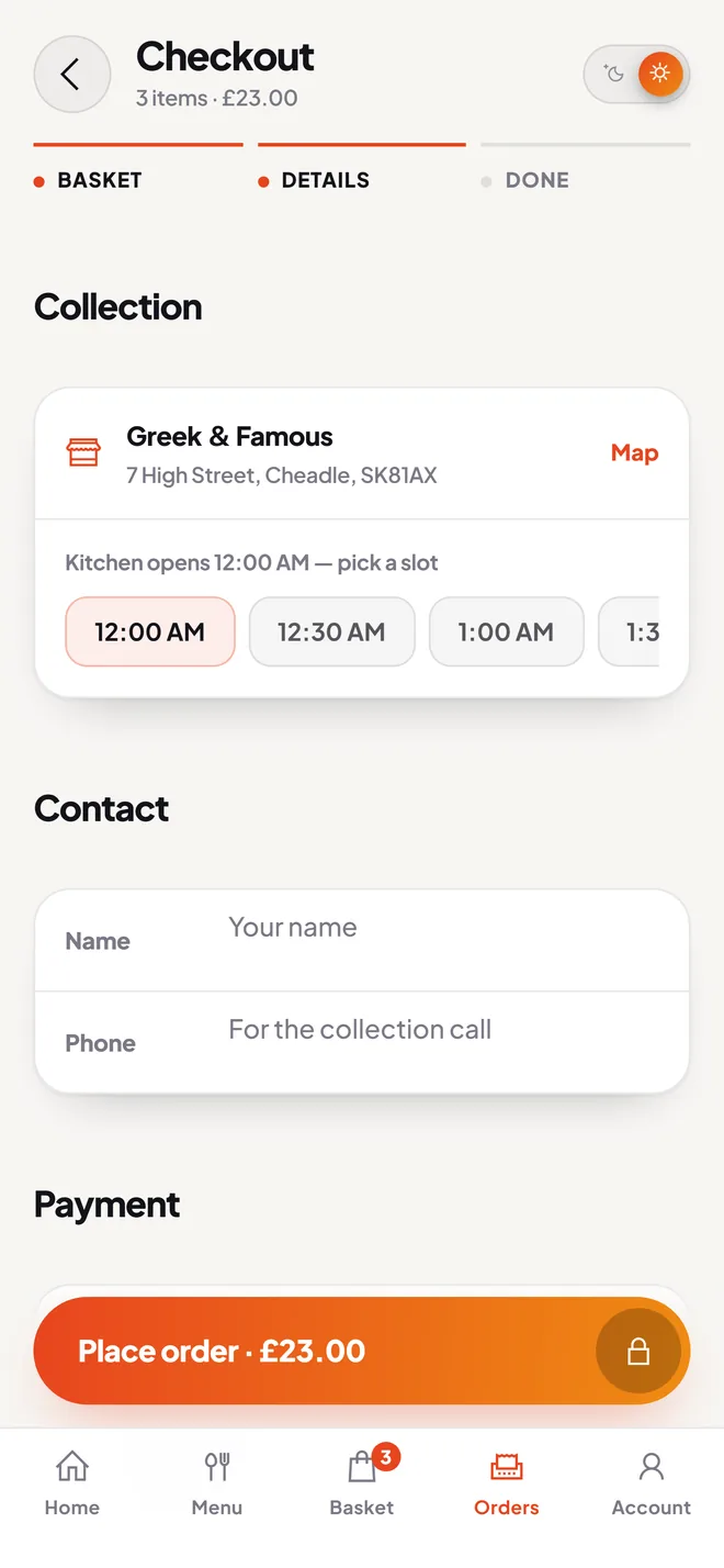 Aisha orders from her home screen